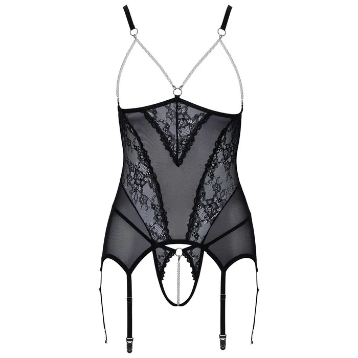 Anal Cupless Lace Basque Black Size X Large Cottelli Collection Anal Cupless Lace Basque Black Size X Large Cottelli Collection