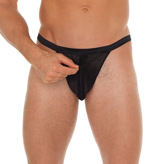 Anal So Luxe Mens Black GString With Pouch