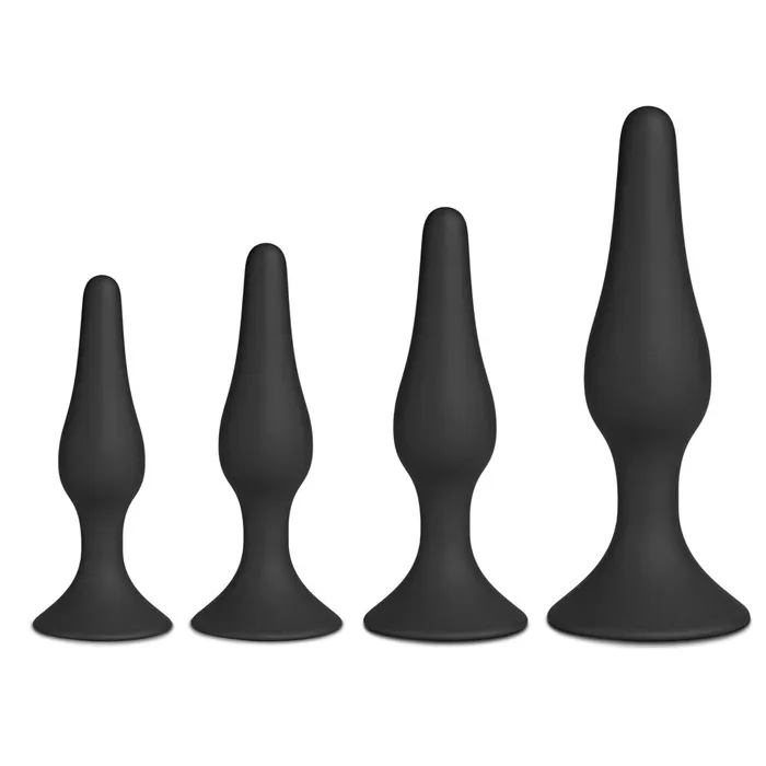 Anal Various Toy Brands Set of Four Silicone Butt Plugs Black
