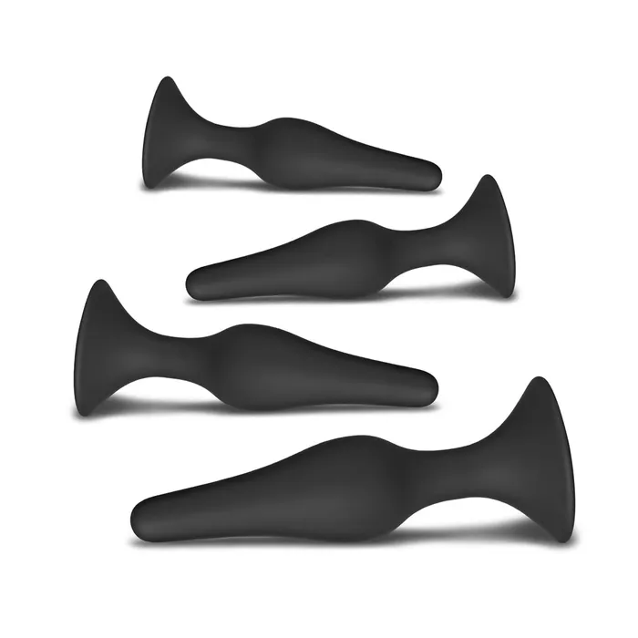Anal Various Toy Brands Set of Four Silicone Butt Plugs Black Anal Various Toy Brands Set of Four Silicone Butt Plugs Black