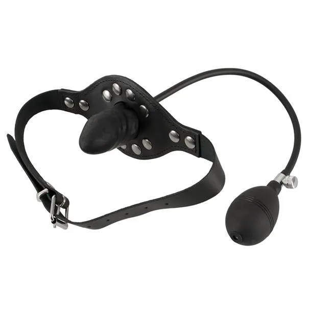 Black Leather Inflatable Gag Zado Restraints