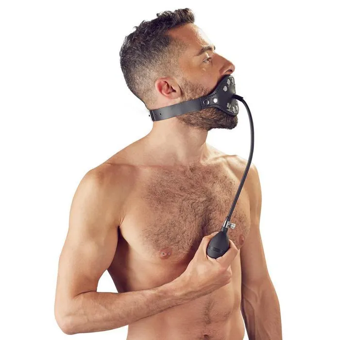 Black Leather Inflatable Gag Zado Restraints Black Leather Inflatable Gag Zado Restraints