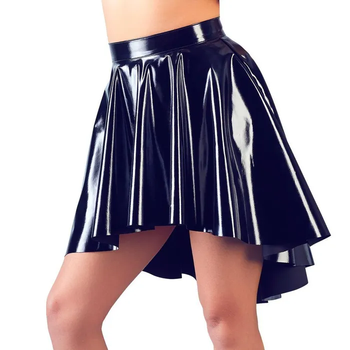 Black Vinyl Asymmetrical Rock Skirt Size Small Black Level Anal