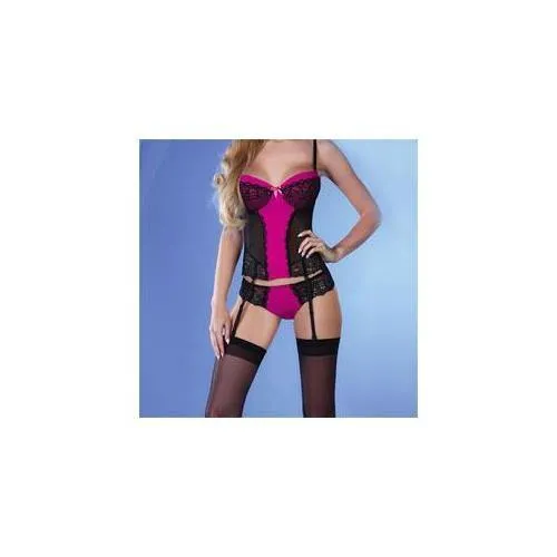 Corsetti Kagami Pink And Black Basque Set Size SM Corsetti Lingerie Anal