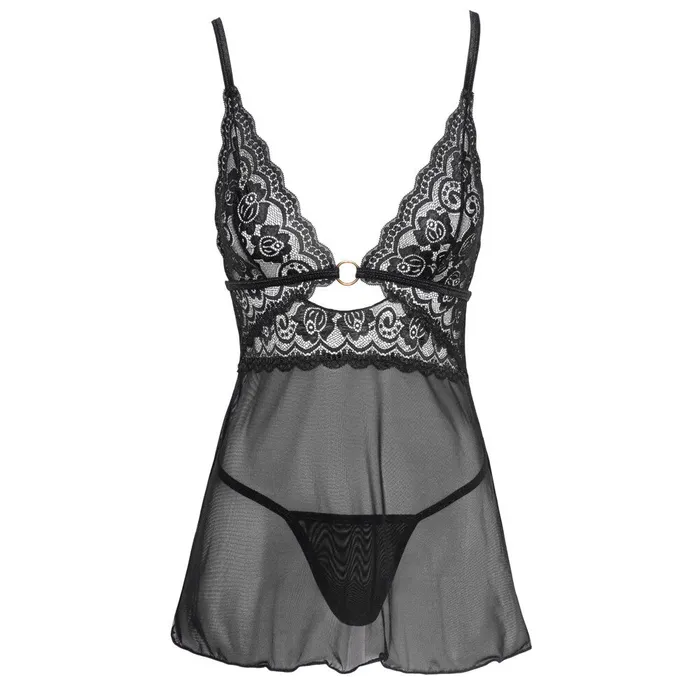 Cottelli Backless Babydoll With Thong Size X Large Cottelli Collection Male Sex Toys Cottelli Backless Babydoll With Thong Size X Large Cottelli Collection Male Sex Toys