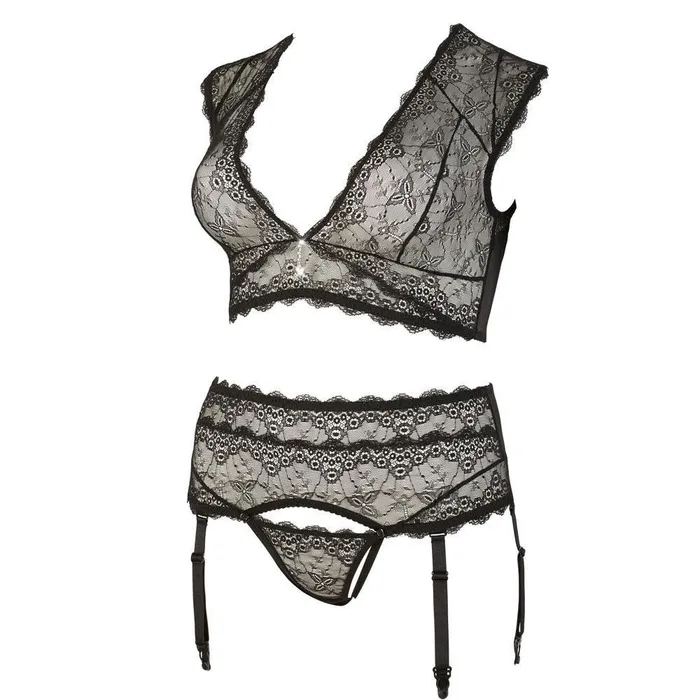Cottelli Collection Plus Size Cottelli Plus Size Bralette and String Set Black Size XXXXL Cottelli Collection Plus Size Cottelli Plus Size Bralette and String Set Black Size XXXXL