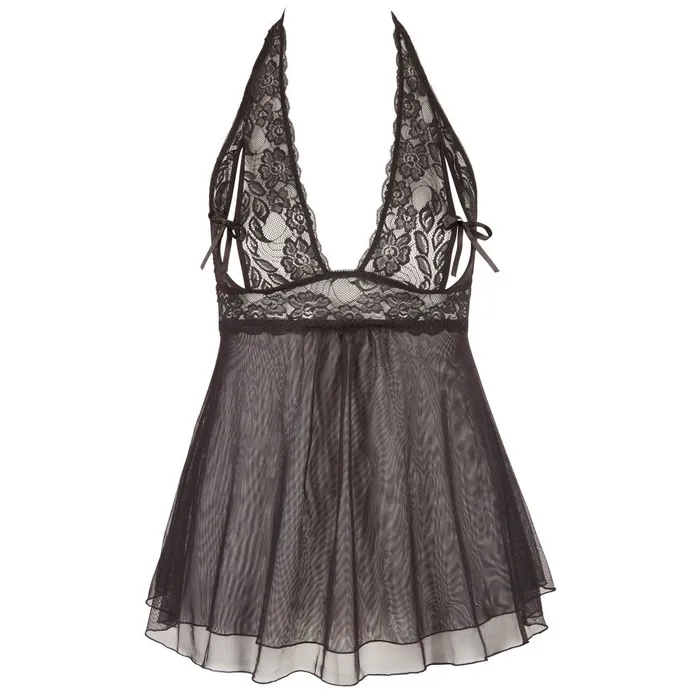 Cottelli Collection Plus Size Cottelli Plus Size Halter Neck Babydoll Black Size XXL Cottelli Collection Plus Size Cottelli Plus Size Halter Neck Babydoll Black Size XXL