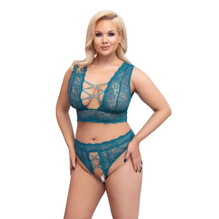 Cottelli Curves Bralette and Crotchless Thong Set Size X Large Cottelli Collection Male Sex Toys Cottelli Curves Bralette and Crotchless Thong Set Size X Large Cottelli Collection Male Sex Toys
