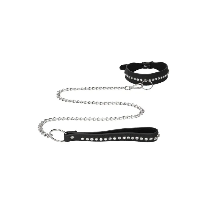 Couples Ouch Diamond Studded Collar With Leash Shots Toys