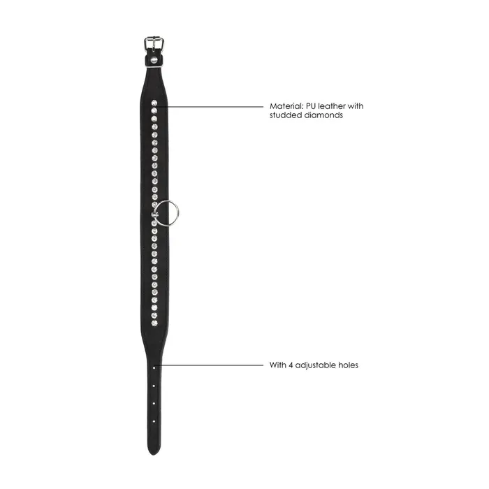 Couples Ouch Diamond Studded Collar With Leash Shots Toys Couples Ouch Diamond Studded Collar With Leash Shots Toys