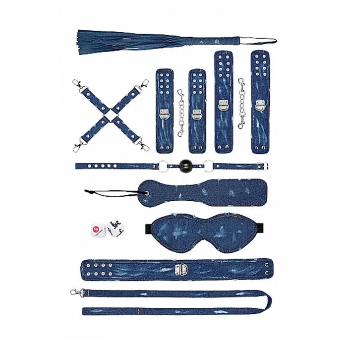 Couples Ouch Tough Denim Style Bondage Kit Shots Toys Couples Ouch Tough Denim Style Bondage Kit Shots Toys