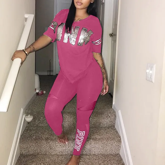 DB Global Surplus Plus Size Casual 2 Piece Sets Womens Suit Tracksuits Set Pink Letter Print Plus Size Sweatsuit 3XL Top And Skinny Pants 2pcs Outfits DB Global Surplus Plus Size Casual 2 Piece Sets Womens Suit Tracksuits Set Pink Letter Print Plus Size Sweatsuit 3XL Top And Skinny Pants 2pcs Outfits