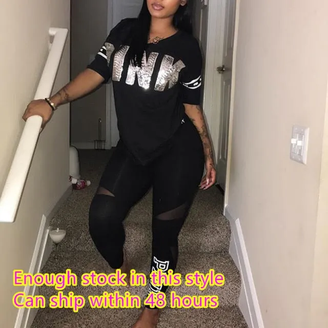 DB Global Surplus Plus Size Casual 2 Piece Sets Womens Suit Tracksuits Set Pink Letter Print Plus Size Sweatsuit 3XL Top And Skinny Pants 2pcs Outfits DB Global Surplus Plus Size Casual 2 Piece Sets Womens Suit Tracksuits Set Pink Letter Print Plus Size Sweatsuit 3XL Top And Skinny Pants 2pcs Outfits