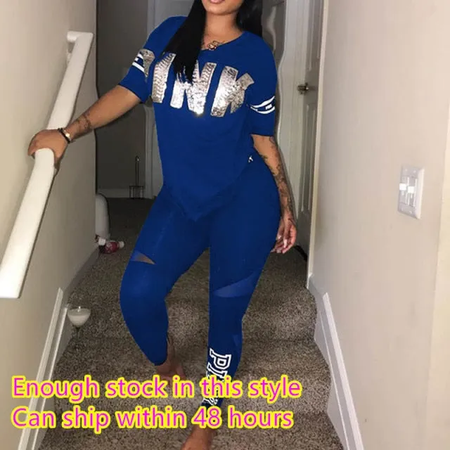 DB Global Surplus Plus Size Casual 2 Piece Sets Womens Suit Tracksuits Set Pink Letter Print Plus Size Sweatsuit 3XL Top And Skinny Pants 2pcs Outfits DB Global Surplus Plus Size Casual 2 Piece Sets Womens Suit Tracksuits Set Pink Letter Print Plus Size Sweatsuit 3XL Top And Skinny Pants 2pcs Outfits