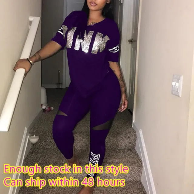 DB Global Surplus Plus Size Casual 2 Piece Sets Womens Suit Tracksuits Set Pink Letter Print Plus Size Sweatsuit 3XL Top And Skinny Pants 2pcs Outfits DB Global Surplus Plus Size Casual 2 Piece Sets Womens Suit Tracksuits Set Pink Letter Print Plus Size Sweatsuit 3XL Top And Skinny Pants 2pcs Outfits
