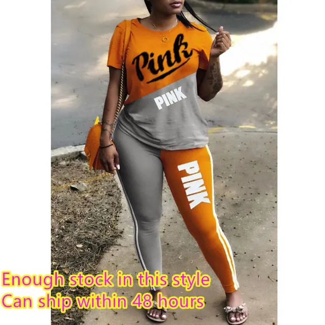 DB Global Surplus Plus Size Casual 2 Piece Sets Womens Suit Tracksuits Set Pink Letter Print Plus Size Sweatsuit 3XL Top And Skinny Pants 2pcs Outfits DB Global Surplus Plus Size Casual 2 Piece Sets Womens Suit Tracksuits Set Pink Letter Print Plus Size Sweatsuit 3XL Top And Skinny Pants 2pcs Outfits