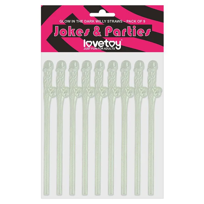 Dildos Lovetoy Lovetoy Pack Of 9 Willy Straws Glow In The Dark