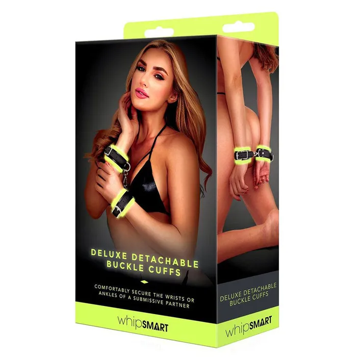 Dildos WhipSmart WhipSmart Glow Deluxe Detachable Buckle Cuffs Glow in the Dark Restraints
