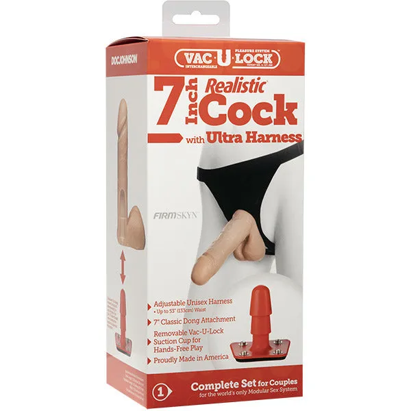 Doc Johnson Dildos VacULock 7 Inch Realistic Cock With Ultra Harness Doc Johnson Dildos VacULock 7 Inch Realistic Cock With Ultra Harness