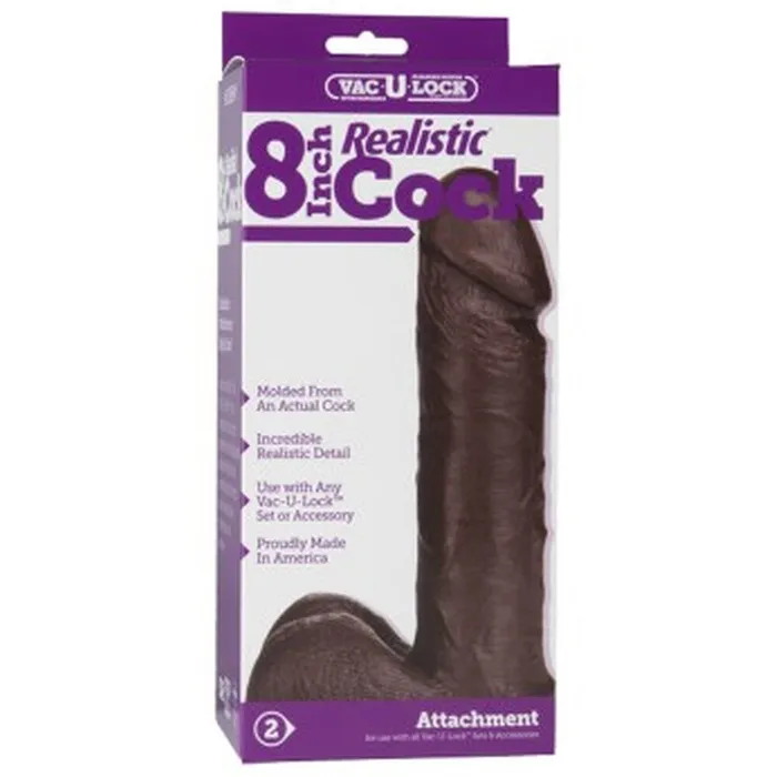 Doc Johnson Dildos VacULock 8 Inch Realistic Dildo Attachment Black Doc Johnson Dildos VacULock 8 Inch Realistic Dildo Attachment Black