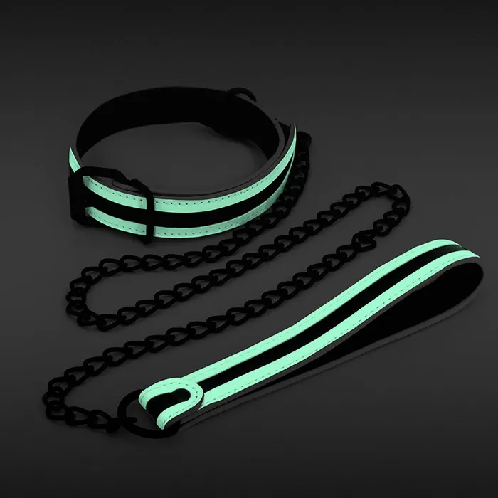 GLO Bondage Collar and Leash Glow In Dark Restraint NS Novelties Dildos
