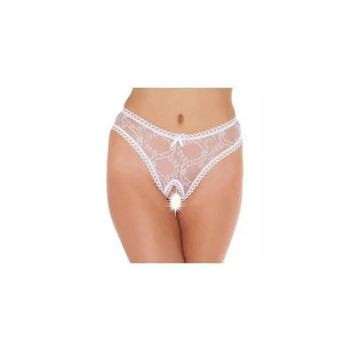 Hosiery Rimba Sheer Pattern Crotchless White GString