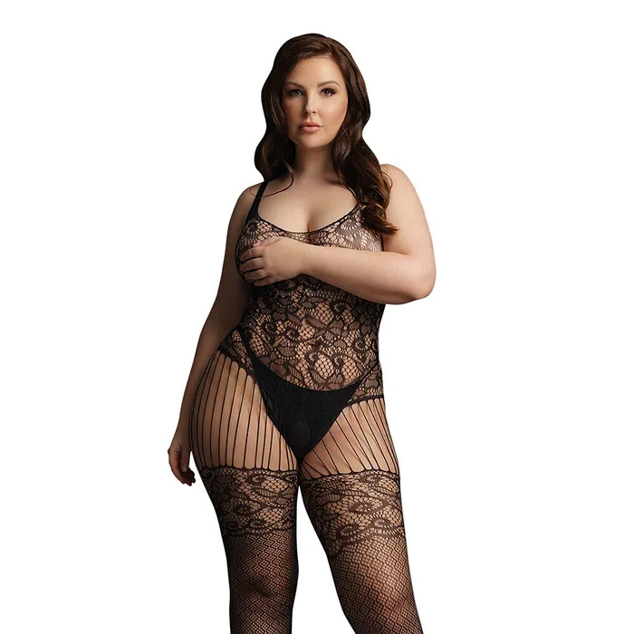 Le Desir Lace and Fishnet Bodystocking UK 14 to 20 Shots Toys Bodystockings Playsuits