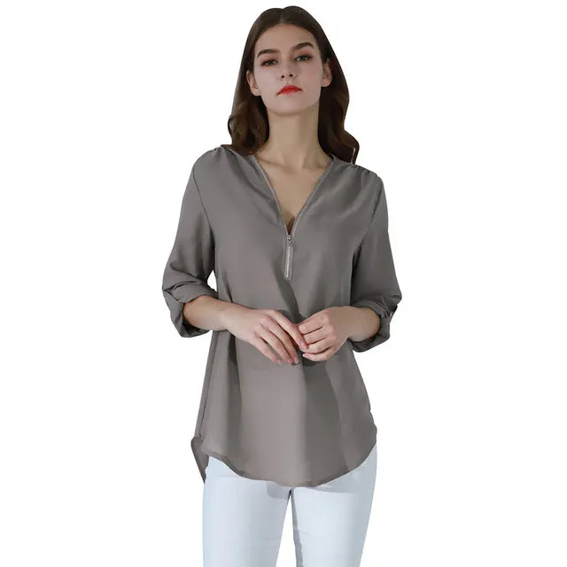 Male Sex Toys DB Global Surplus YMING Fashion Ladies Top Zipper Chiffon Top Office Casual Ladies Top Summer Ladies Top Long Sleeve Shirt Solid Color Blusas Male Sex Toys DB Global Surplus YMING Fashion Ladies Top Zipper Chiffon Top Office Casual Ladies Top Summer Ladies Top Long Sleeve Shirt Solid Color Blusas