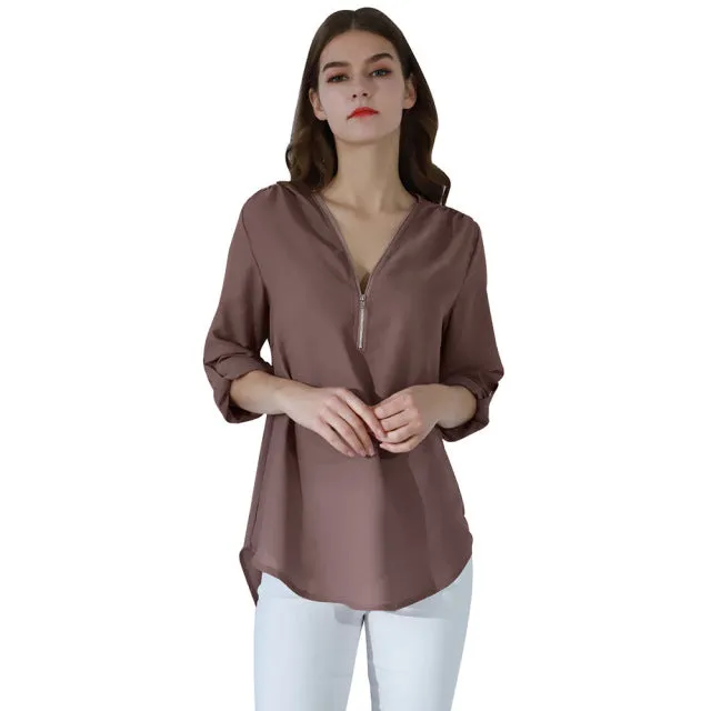 Male Sex Toys DB Global Surplus YMING Fashion Ladies Top Zipper Chiffon Top Office Casual Ladies Top Summer Ladies Top Long Sleeve Shirt Solid Color Blusas Male Sex Toys DB Global Surplus YMING Fashion Ladies Top Zipper Chiffon Top Office Casual Ladies Top Summer Ladies Top Long Sleeve Shirt Solid Color Blusas