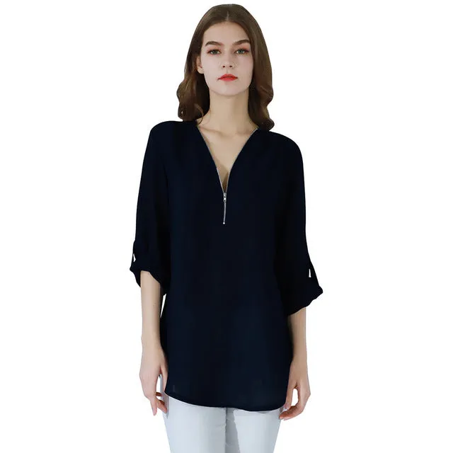 Male Sex Toys DB Global Surplus YMING Fashion Ladies Top Zipper Chiffon Top Office Casual Ladies Top Summer Ladies Top Long Sleeve Shirt Solid Color Blusas Male Sex Toys DB Global Surplus YMING Fashion Ladies Top Zipper Chiffon Top Office Casual Ladies Top Summer Ladies Top Long Sleeve Shirt Solid Color Blusas