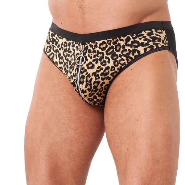 Male Sex Toys Rimba Mens Animal Print Briefs With Zipper