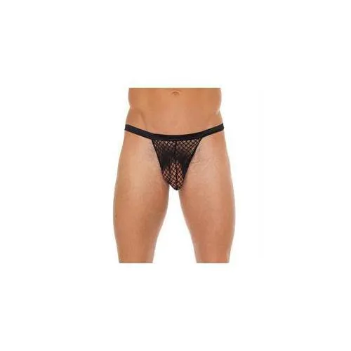 Mens Black GString With Black Net Pouch Rimba Anal