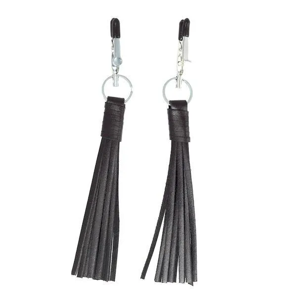 Nipple Clamps With Black Leather Tassels Rimba Restraints