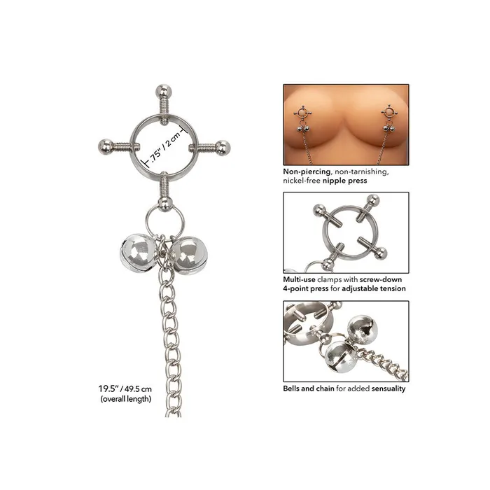 Nipple Grips 4 Point Nipple Press With Bells California Exotic Nipple Clitoral Toys Nipple Grips 4 Point Nipple Press With Bells California Exotic Nipple Clitoral Toys