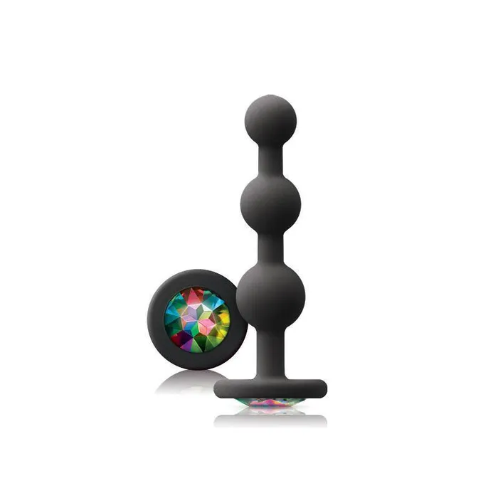 NS Novelties Anal Glams Black Ripple Anal Plug Rainbow Gem