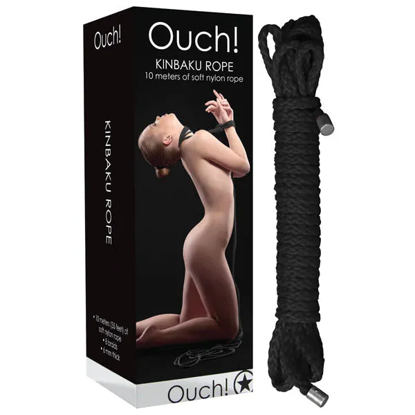 Ouch Kinbaku Rope Black 10 metre Length Shots Toys Anal