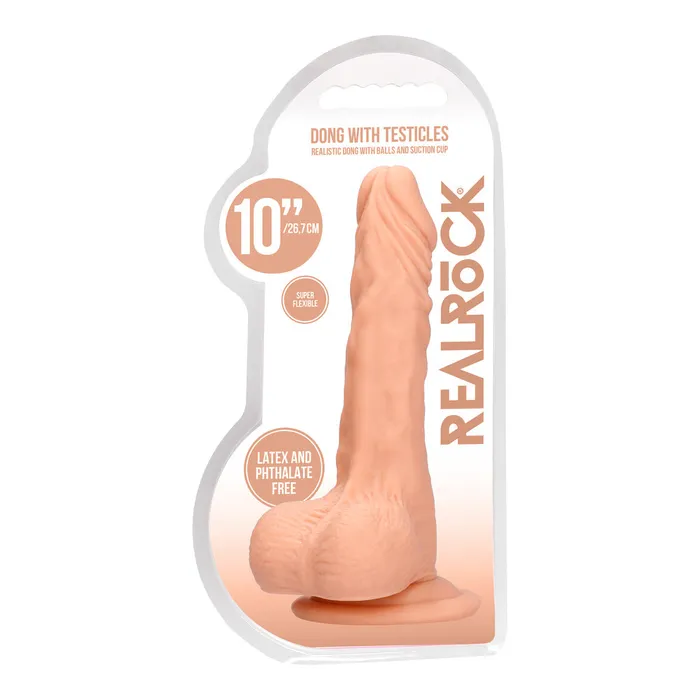 RealRock 10 Inch Dong With Testicles Flesh Shots Toys Dildos RealRock 10 Inch Dong With Testicles Flesh Shots Toys Dildos