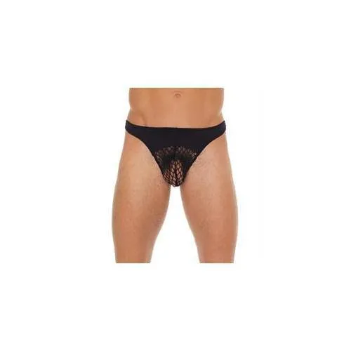 Rimba Anal Mens Black GString With A Net Pouch
