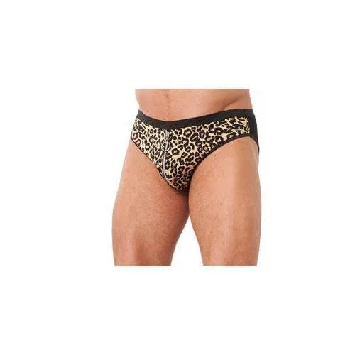 Rimba Male Sex Toys Mens Animal Print Briefs With Zipper