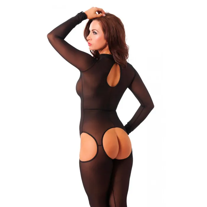 Sensual Black Open Crotch Catsuit So Luxe Anal