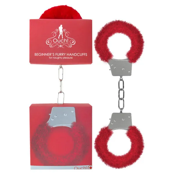 Shots Toys Ouch Beginners Furry Handcuffs Red Fluffy Restraint Vibrators