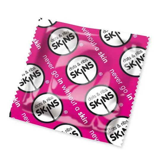 Skins Dots And Ribs Condoms x50 Pink Skins Condoms Vibrators