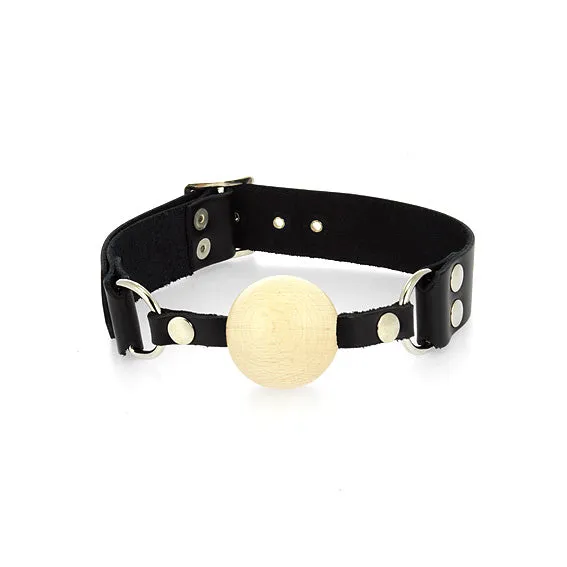 So Luxe Male Sex Toys Leather Gag With Wooden Ball