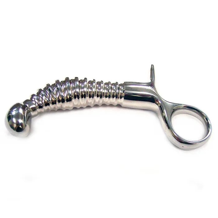 So Luxe Male Sex Toys Rouge Stainless Steel Ribbed Anal Probe With Handle