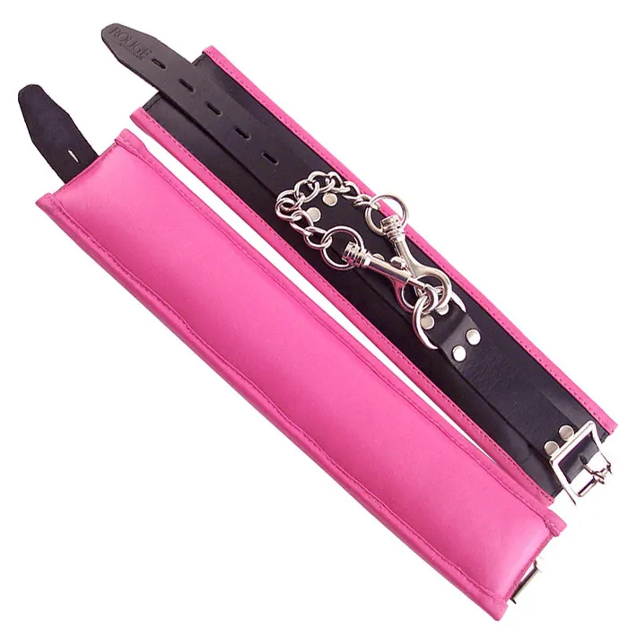 So Luxe Vibrators Rouge Garments Ankle Cuffs Padded Pink Trimmed