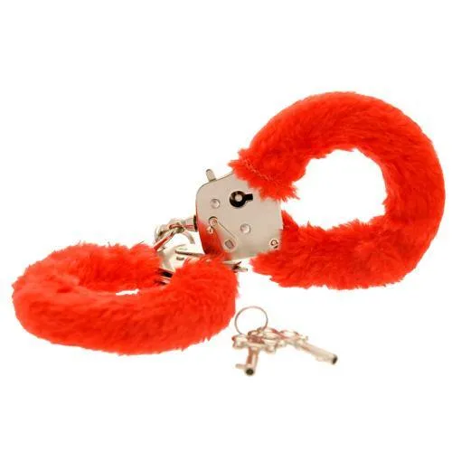 Toy Joy Sex Toys Vibrators Toy Joy Furry Fun Hand Cuffs Red Plush