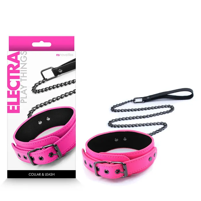 Vibrators Electra Collar Leash Pink Pink Restraint NS Novelties