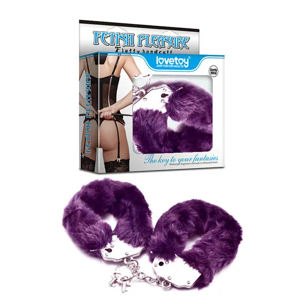 Vibrators Fetish Pleasure Fluffy Hand Cuffs Purple Fluffy Restraints Lovetoy