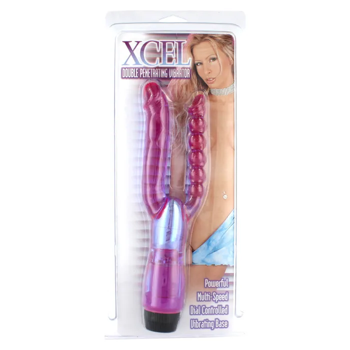 XCEL Double Penetrating Vibrator Seven Creations Female Sex Toys XCEL Double Penetrating Vibrator Seven Creations Female Sex Toys