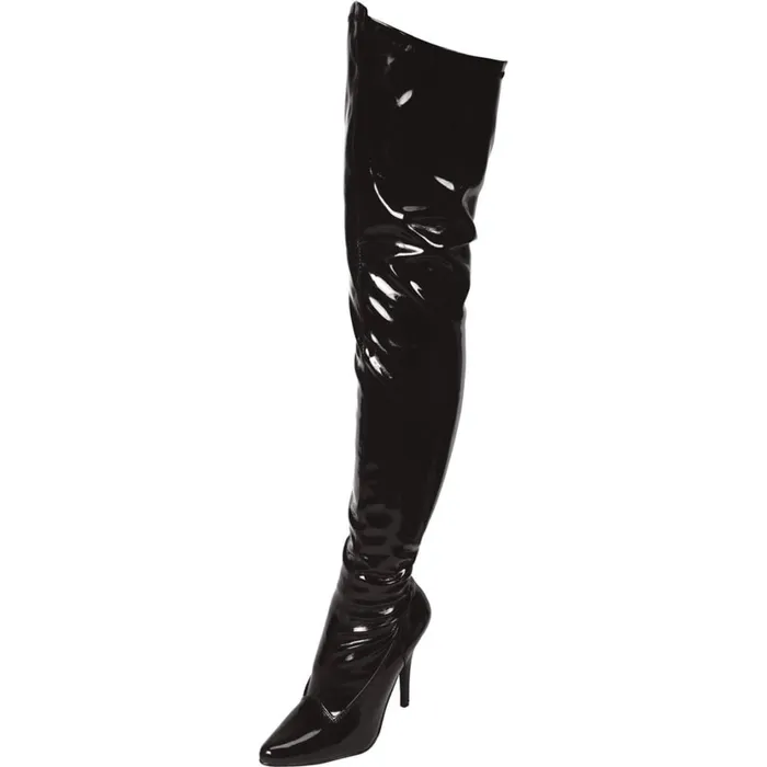Black Pointed Toe Thigh High Boot 5in Heel Size 7 Lapdance Shoes Anal
